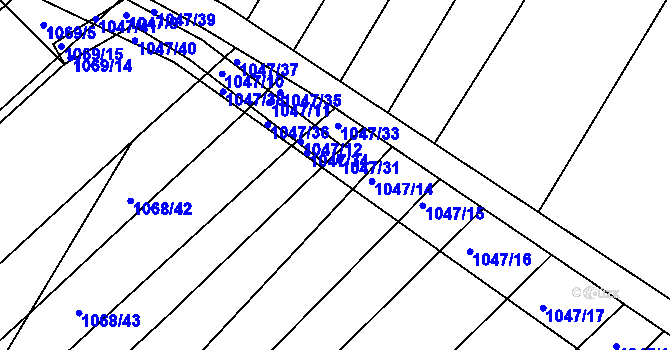Parcela st. 1047/32 v KÚ Žabčice, Katastrální mapa