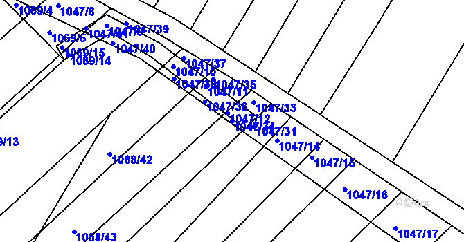 Parcela st. 1047/34 v KÚ Žabčice, Katastrální mapa