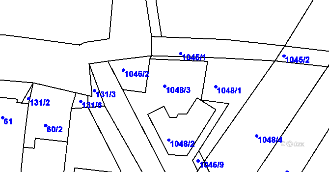 Parcela st. 1048/3 v KÚ Žabčice, Katastrální mapa