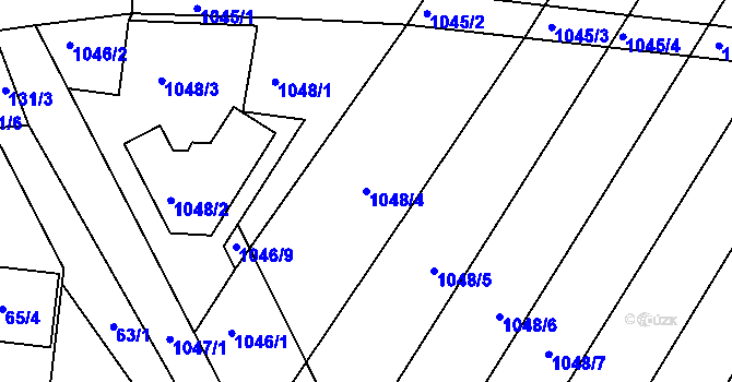 Parcela st. 1048/4 v KÚ Žabčice, Katastrální mapa