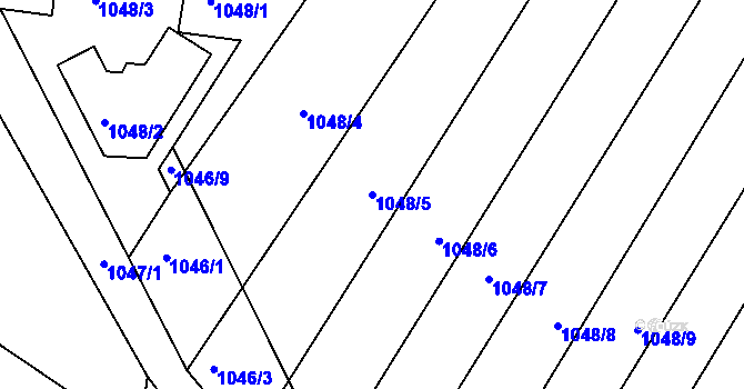 Parcela st. 1048/5 v KÚ Žabčice, Katastrální mapa
