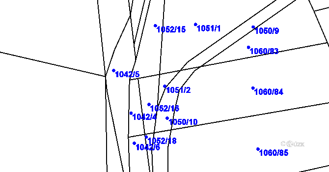 Parcela st. 1051/2 v KÚ Žabčice, Katastrální mapa