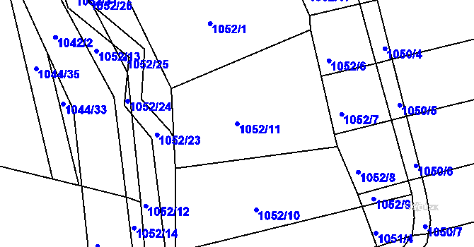 Parcela st. 1052/11 v KÚ Žabčice, Katastrální mapa