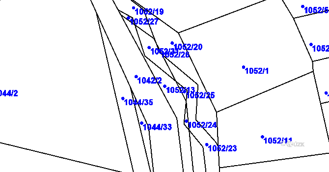 Parcela st. 1052/13 v KÚ Žabčice, Katastrální mapa