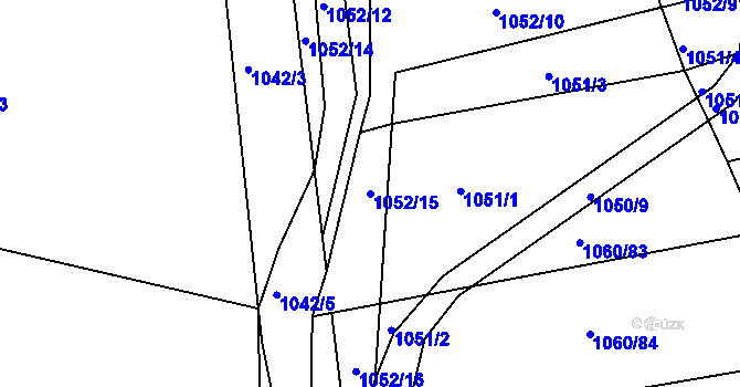 Parcela st. 1052/15 v KÚ Žabčice, Katastrální mapa
