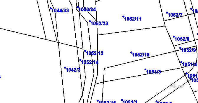 Parcela st. 1052/22 v KÚ Žabčice, Katastrální mapa