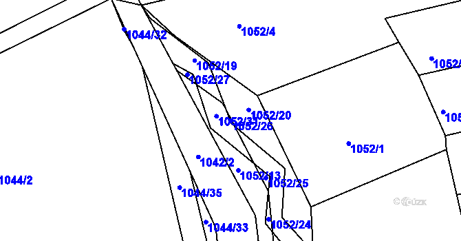 Parcela st. 1052/26 v KÚ Žabčice, Katastrální mapa