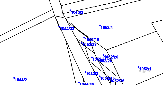Parcela st. 1052/27 v KÚ Žabčice, Katastrální mapa