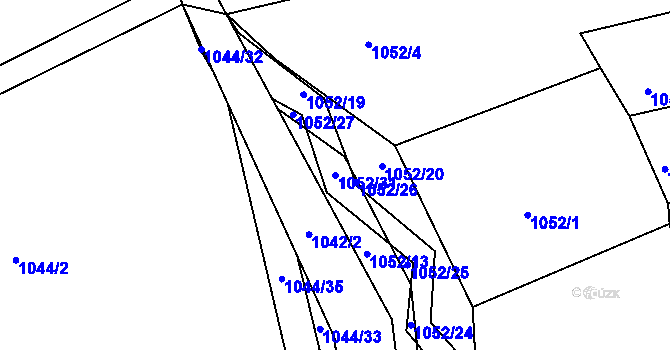 Parcela st. 1052/31 v KÚ Žabčice, Katastrální mapa