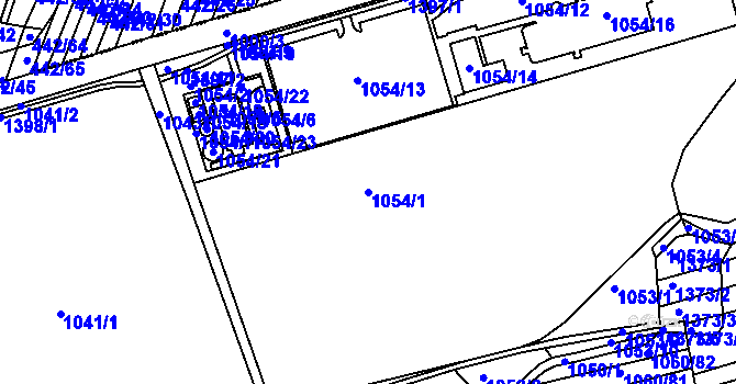 Parcela st. 1054/1 v KÚ Žabčice, Katastrální mapa