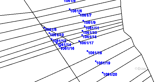 Parcela st. 1061/17 v KÚ Žabčice, Katastrální mapa