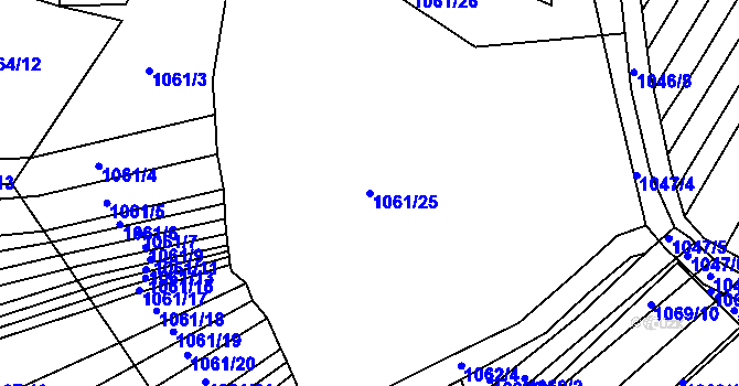 Parcela st. 1061/25 v KÚ Žabčice, Katastrální mapa