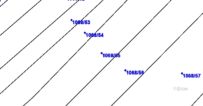 Parcela st. 1068/55 v KÚ Žabčice, Katastrální mapa