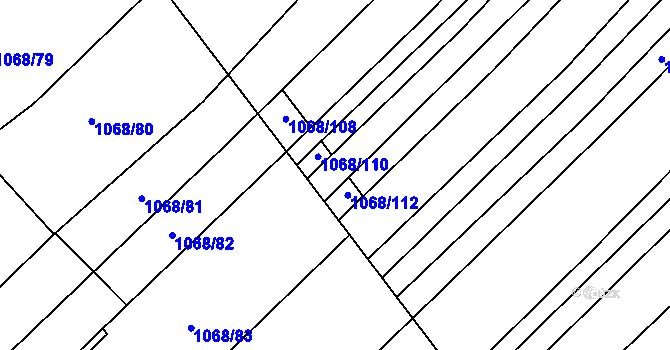 Parcela st. 1068/111 v KÚ Žabčice, Katastrální mapa