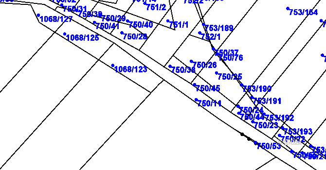 Parcela st. 1068/120 v KÚ Žabčice, Katastrální mapa
