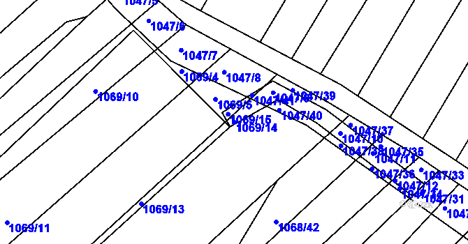 Parcela st. 1069/14 v KÚ Žabčice, Katastrální mapa