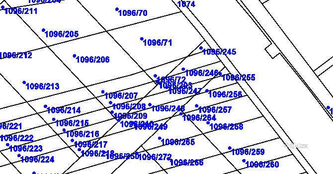 Parcela st. 1096/247 v KÚ Žabčice, Katastrální mapa