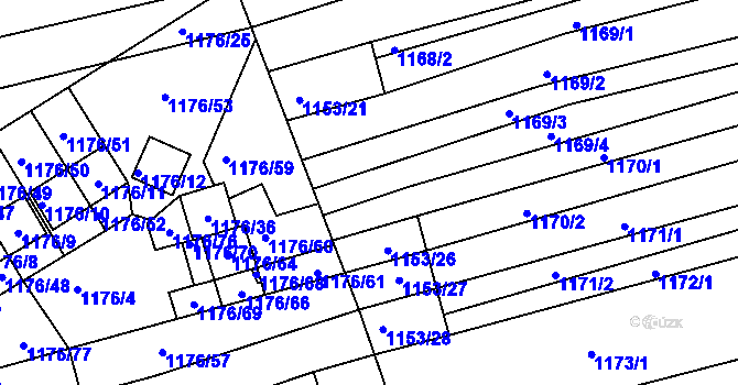 Parcela st. 1153/24 v KÚ Žabčice, Katastrální mapa