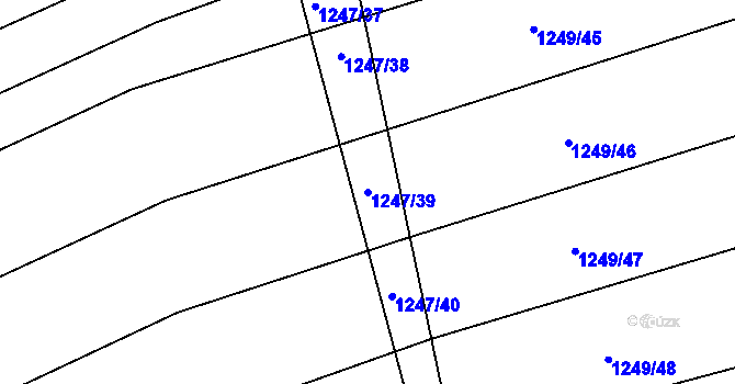 Parcela st. 1247/39 v KÚ Žabčice, Katastrální mapa