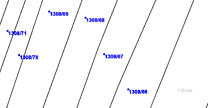 Parcela st. 1308/67 v KÚ Žabčice, Katastrální mapa