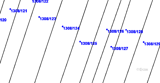 Parcela st. 1308/125 v KÚ Žabčice, Katastrální mapa