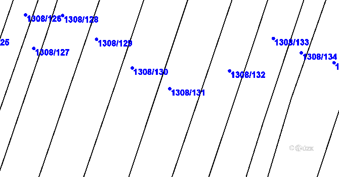 Parcela st. 1308/131 v KÚ Žabčice, Katastrální mapa