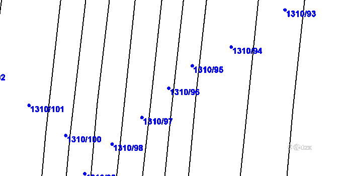 Parcela st. 1310/96 v KÚ Žabčice, Katastrální mapa