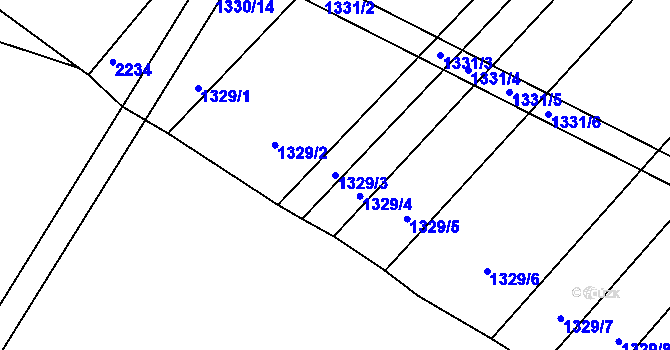 Parcela st. 1329/3 v KÚ Žabčice, Katastrální mapa