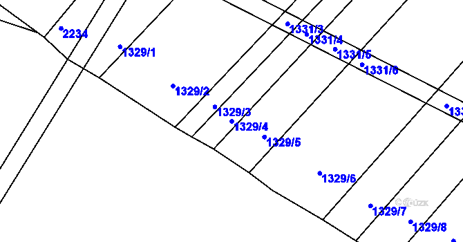 Parcela st. 1329/4 v KÚ Žabčice, Katastrální mapa