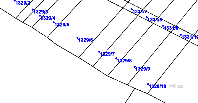 Parcela st. 1329/7 v KÚ Žabčice, Katastrální mapa