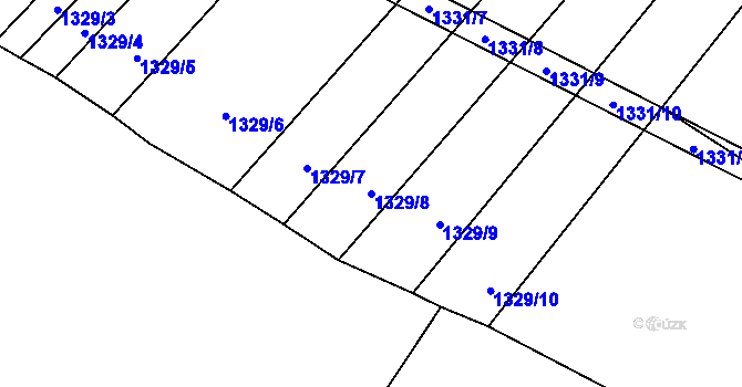Parcela st. 1329/8 v KÚ Žabčice, Katastrální mapa