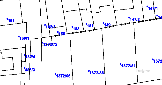 Parcela st. 1372/9 v KÚ Žabčice, Katastrální mapa