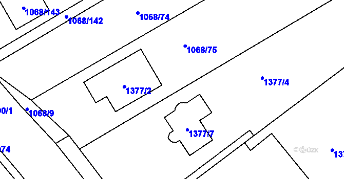 Parcela st. 1377/2 v KÚ Žabčice, Katastrální mapa
