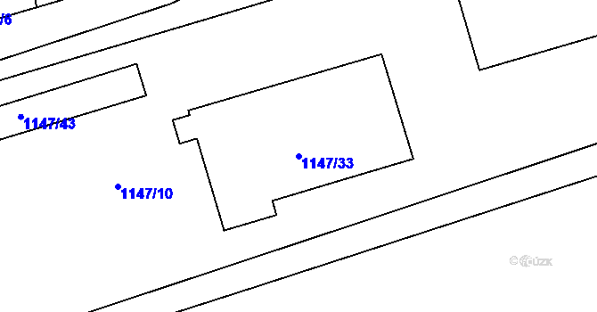 Parcela st. 1147/33 v KÚ Žabčice, Katastrální mapa