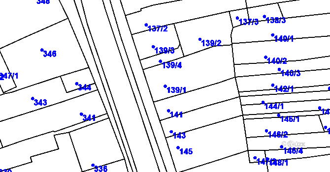 Parcela st. 139/1 v KÚ Žabčice, Katastrální mapa
