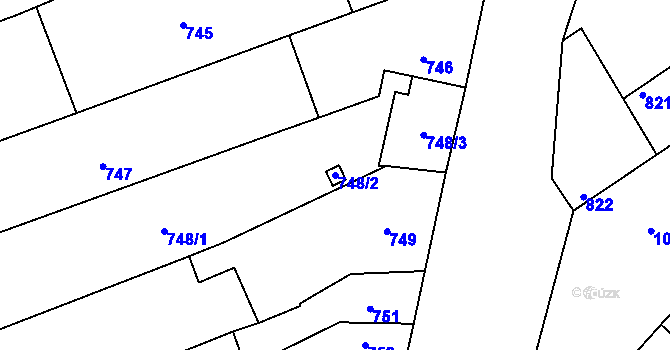 Parcela st. 748/2 v KÚ Žabčice, Katastrální mapa