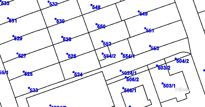 Parcela st. 554/2 v KÚ Žabčice, Katastrální mapa