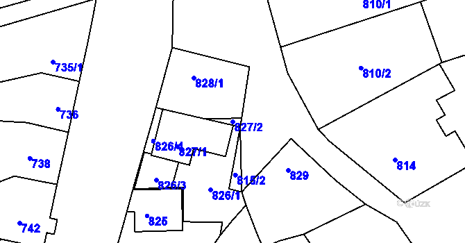 Parcela st. 827/2 v KÚ Žabčice, Katastrální mapa