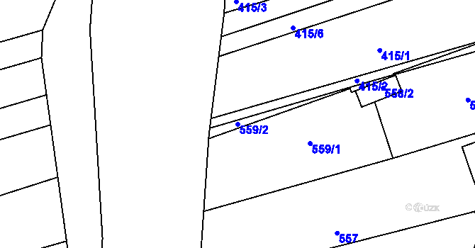 Parcela st. 559/2 v KÚ Žabčice, Katastrální mapa