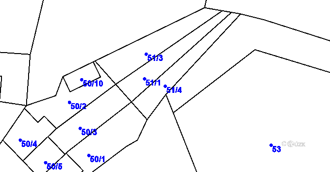 Parcela st. 51/4 v KÚ Žabčice, Katastrální mapa
