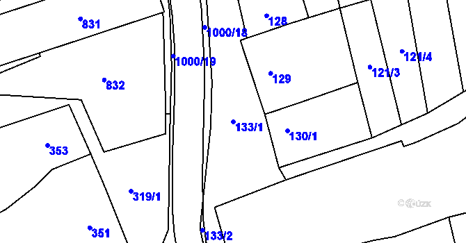 Parcela st. 133/1 v KÚ Žabčice, Katastrální mapa