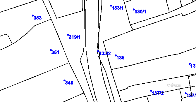 Parcela st. 133/2 v KÚ Žabčice, Katastrální mapa