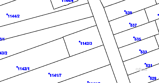 Parcela st. 1142/3 v KÚ Žabčice, Katastrální mapa