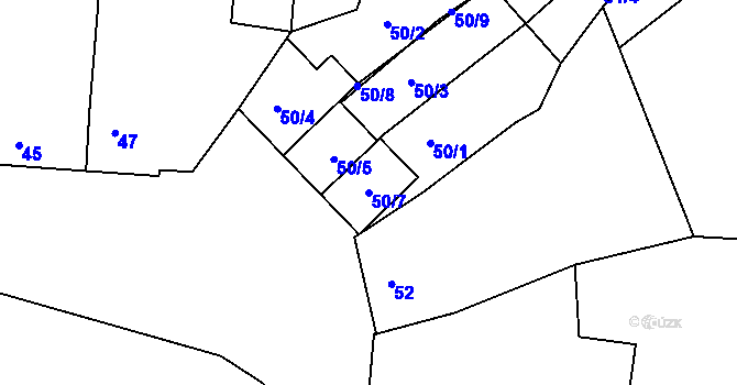 Parcela st. 50/7 v KÚ Žabčice, Katastrální mapa