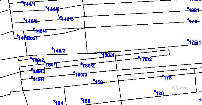 Parcela st. 150/4 v KÚ Žabčice, Katastrální mapa