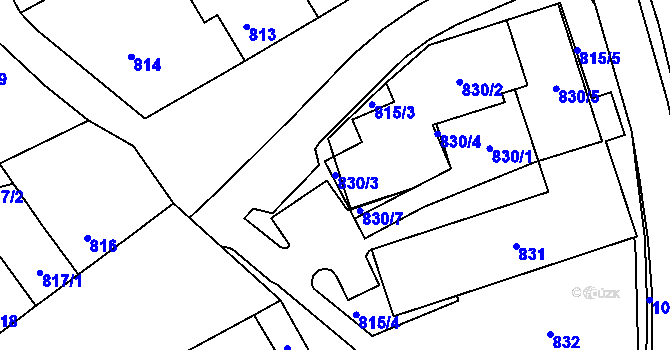 Parcela st. 830/3 v KÚ Žabčice, Katastrální mapa