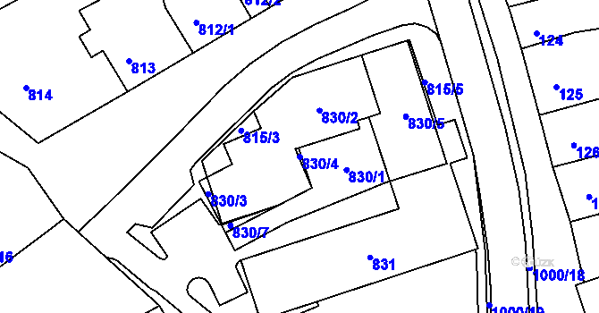 Parcela st. 830/4 v KÚ Žabčice, Katastrální mapa