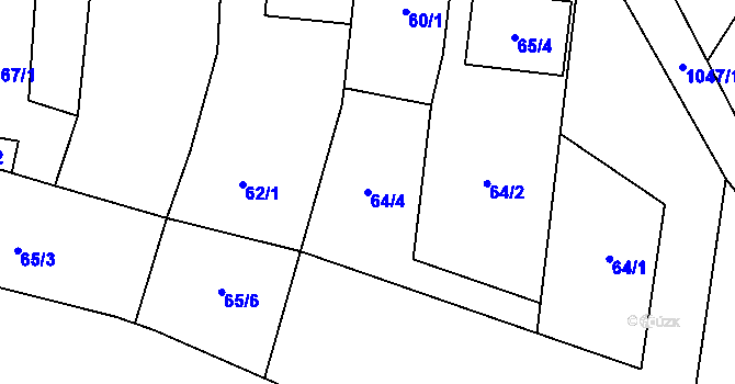 Parcela st. 64/4 v KÚ Žabčice, Katastrální mapa
