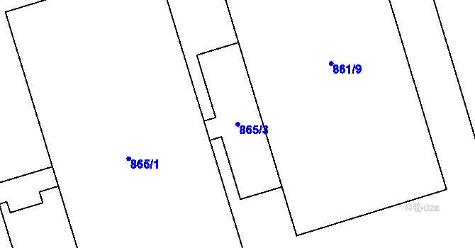 Parcela st. 865/3 v KÚ Žabčice, Katastrální mapa