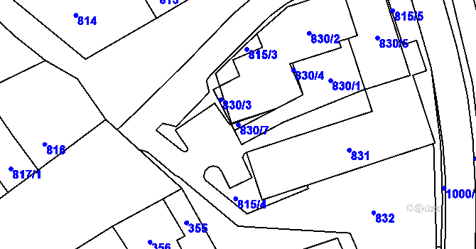 Parcela st. 830/7 v KÚ Žabčice, Katastrální mapa